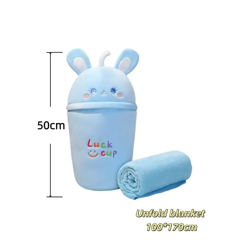 Milk Tea Cup Plush Pillow Animal Stuffed Soft Sofa Cushion Squishy Blanket Adorably Home Decor Toys Birthday Surprise Gifts