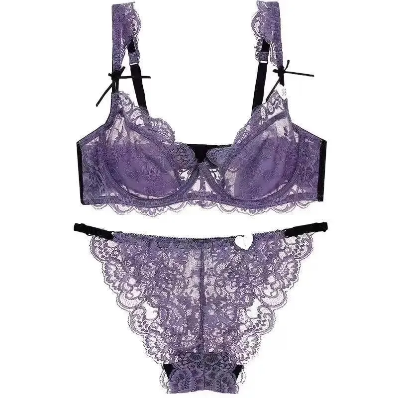 Lace Minimizer Bra for Women Ultra Thin Sponge Free Wirefree Full Coverage Big Breasts Look Smaller Push Up Set BANERDANNI — image 10