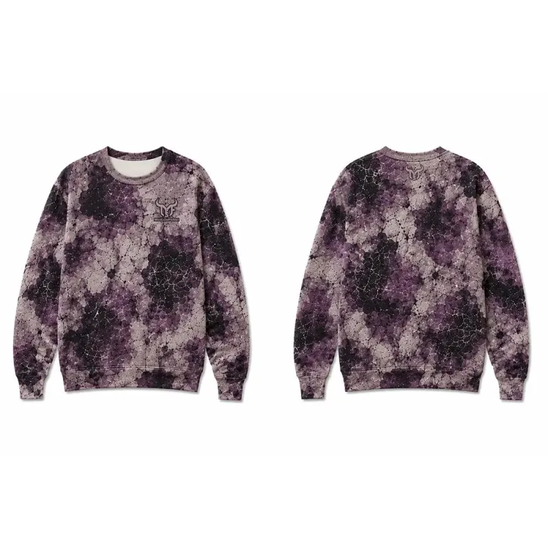 Vintage Western-inspired Fossil-print Cow Pattern Sweatshirt Men's All Over Print Crew Neck Pullover Unisex Casual Streetwear — image 2