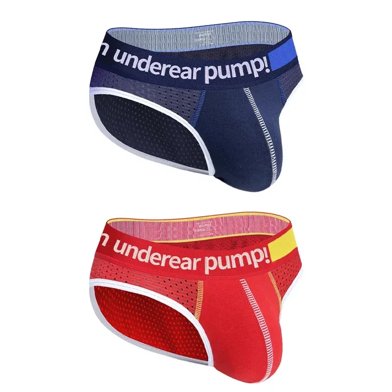Men's Low Waist Slimming Mesh Briefs U Convex Pouch Elastic Waistband Breathable Colorful Jockstrap Underwear
