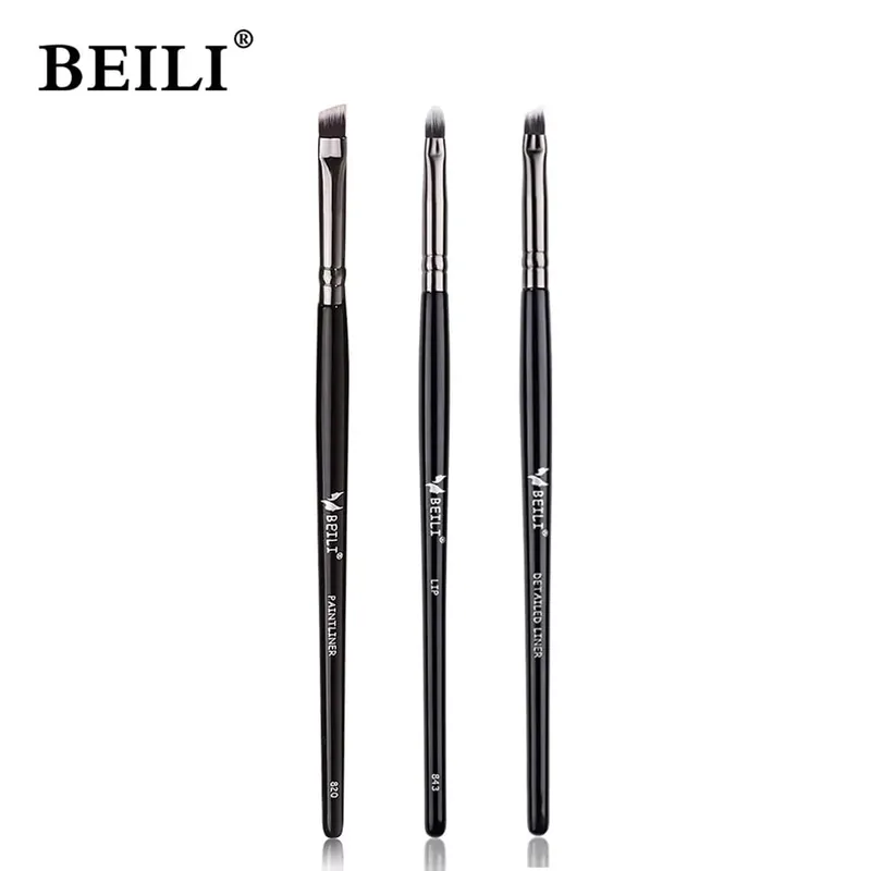 3-teiliges Make-up-Pinsel-Set, Klingen-Eyeliner-Pinsel, feiner schräger Kopf, Augenbrauenpinsel, Umriss, Eyeliner, ultradünner Lidschattenpinsel, Make-up