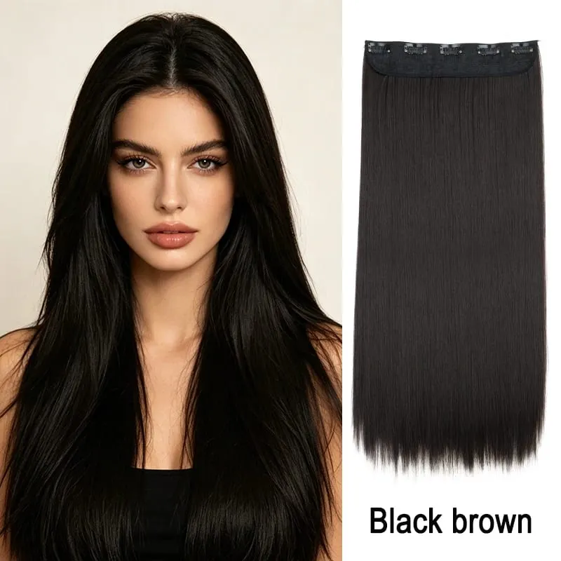 24Inch Synthetic Long Straight Thick One Piece Hair Extension Heat Resistant Fake Hair for Women Daily Use