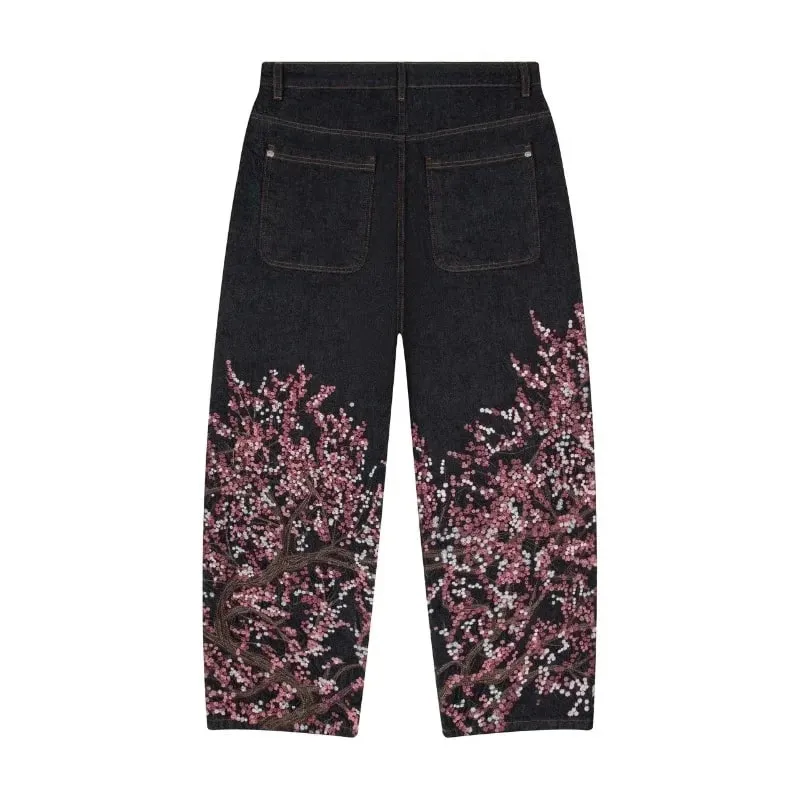 Y2K Baggy Jeans men vintage Embroidered high quality denim fabric American style jeans Gothic streetwear Hip Hop wide leg pants