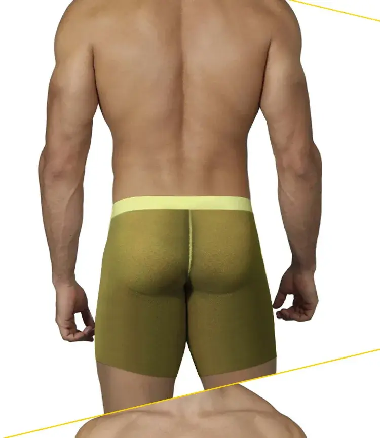 0,01 mm Ultratunna Herrunderkläder Långa boxershorts Cooling Ice Silk Transparent Gym Fitness kalsonger Seamless Mesh Slips — image 6