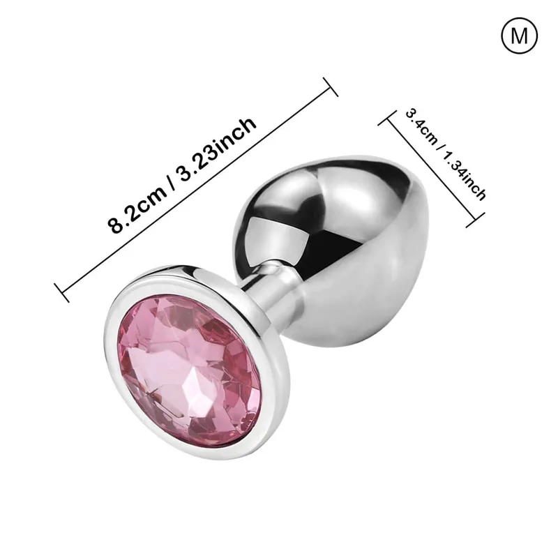 Luxury Metal Anal Plug Set Jewel Butt Trainer Kit Adult Toys for Men Women Couples Beginners Sex Gifts Large Medium Small Pink — image 9