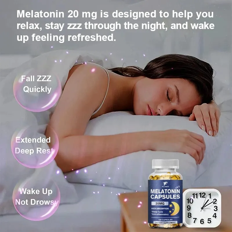 Melatonin 20mg alvási étrend-kiegészítő 120 db eper ízű kapszula melatonint tartalmaz – egészséges alvás — image 5