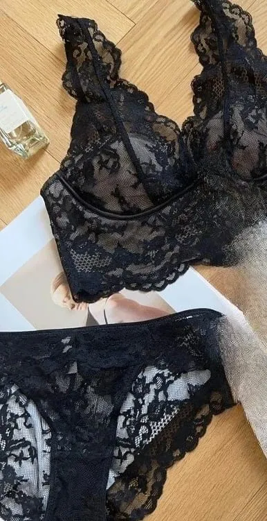 Women's French Lace Bralette Push Up Gathering No Underwire Backless Bra Sets Sexy See Through Lingerie Outerwear Camisole Top — image 11