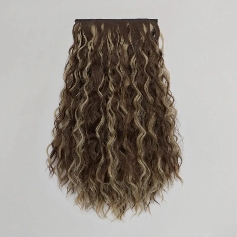 18Inch Synthetic One Piece 6 Clips Short Wavy Curly Clip-In Hair Extension Invisible Fulffy Black Brown Hairpiece for Women — image 10