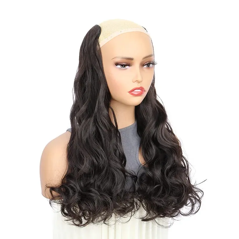 20Inch Synthetic Long Curly Wavy Hair Extension Fluffy Increase Volume Extension Hairpiece for Women Daily Use