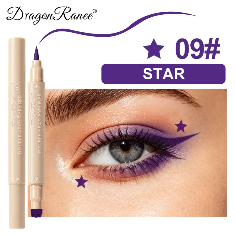 2-in-1 Dual-Ended Stamp Eyeliner Pen 20 Colors Waterproof Liquid Eyeliner with Stamp Tip Quick Dry Eye Makeup for Beginners