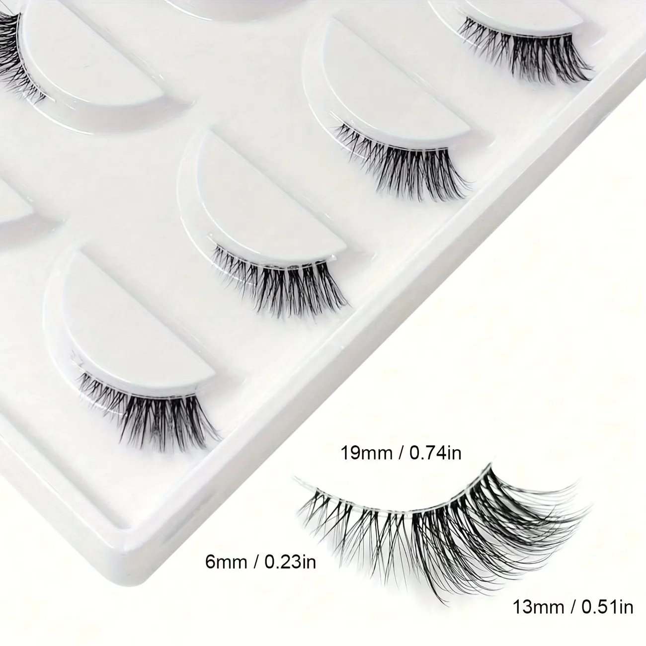 5 Pairs of Strip Half Lashes – Cat-Eye Effect Natural Curl 6-9-12mm Lengths Noticeable Yet Natural Look Enhances Eye Beauty