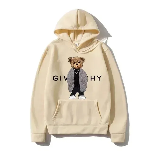 Men Women Unisex Autumn Winter Luxury Bear Print Hoodies Long Sleeve Fleece Pullover High Quality Free Shipping — image 6