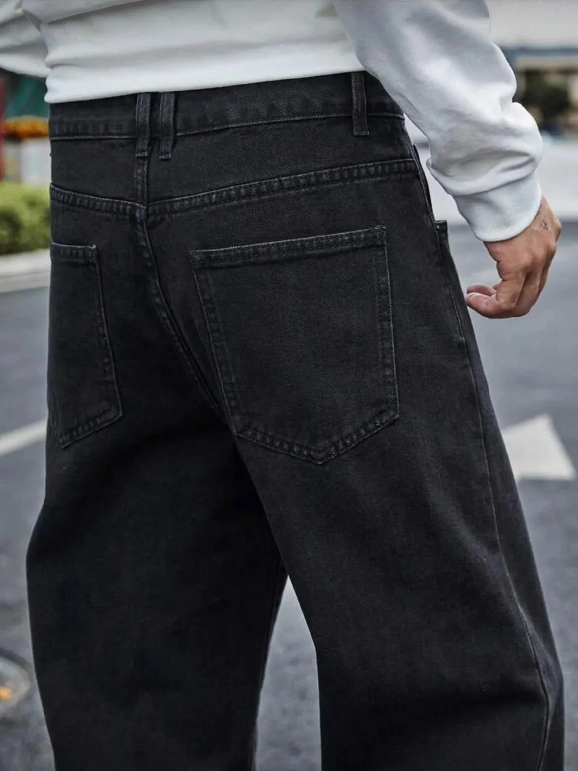 Quần Jeans Thẳng Cho Nam - Thoải Mái Vừa Vặn Với Drap Bụng Tuyệt Đẹp & Giảm Béo Màu Xám Đậm Wash