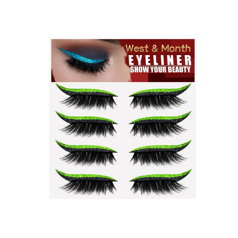 2in1 Eyeshadow Eyeliner Stickers False Eyelashes Waterproof Eyelash Liner Patches Instant Cat Eye Natural Look Party Eye Makeup