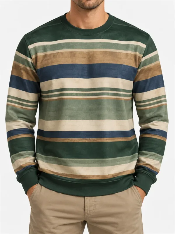 Pánská Vintage mikina s pruhovaným výstřihem Ležérní Pulovr s dlouhým rukávem Color Block Podzim Streetwear Každodenní móda Klasický top