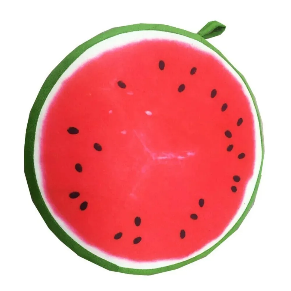 Cute Round Fruit Pillow Fruit Slice Print Plush Fabric Seat Cushion Stuffed Inner Simulation Plush Pillow Sofa Decor