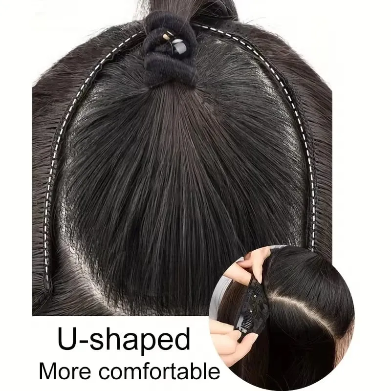 22Inch Synthetic Long Straight V-Shaped Layered Clip-In Hair Extensions for Women Invisible Seamless Hairpiece for Women — image 4
