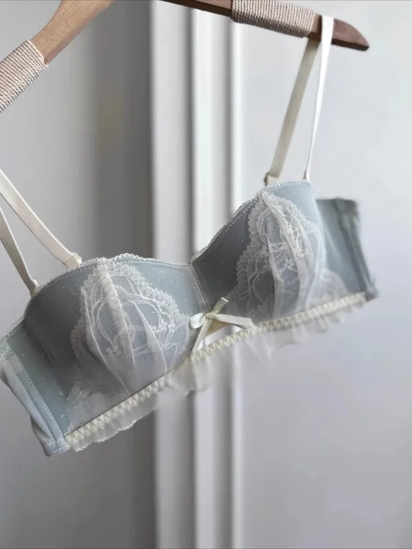 Victorian Inspired Demi Bra & Knicker Set | Sheer Mesh Lace Push Up for Small Bust Anti-Sagging | Luxury Lingerie MOYISU Panty — image 8