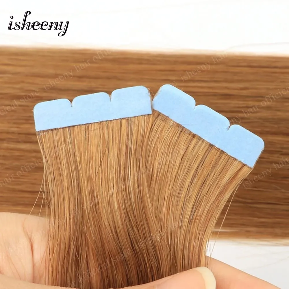 Isheeny Blonde Mini Tape in Human Hair Extensions 12-24 Inches Seamless Tape Hair On Glue Tape Tabs 10pcs/pack — image 11