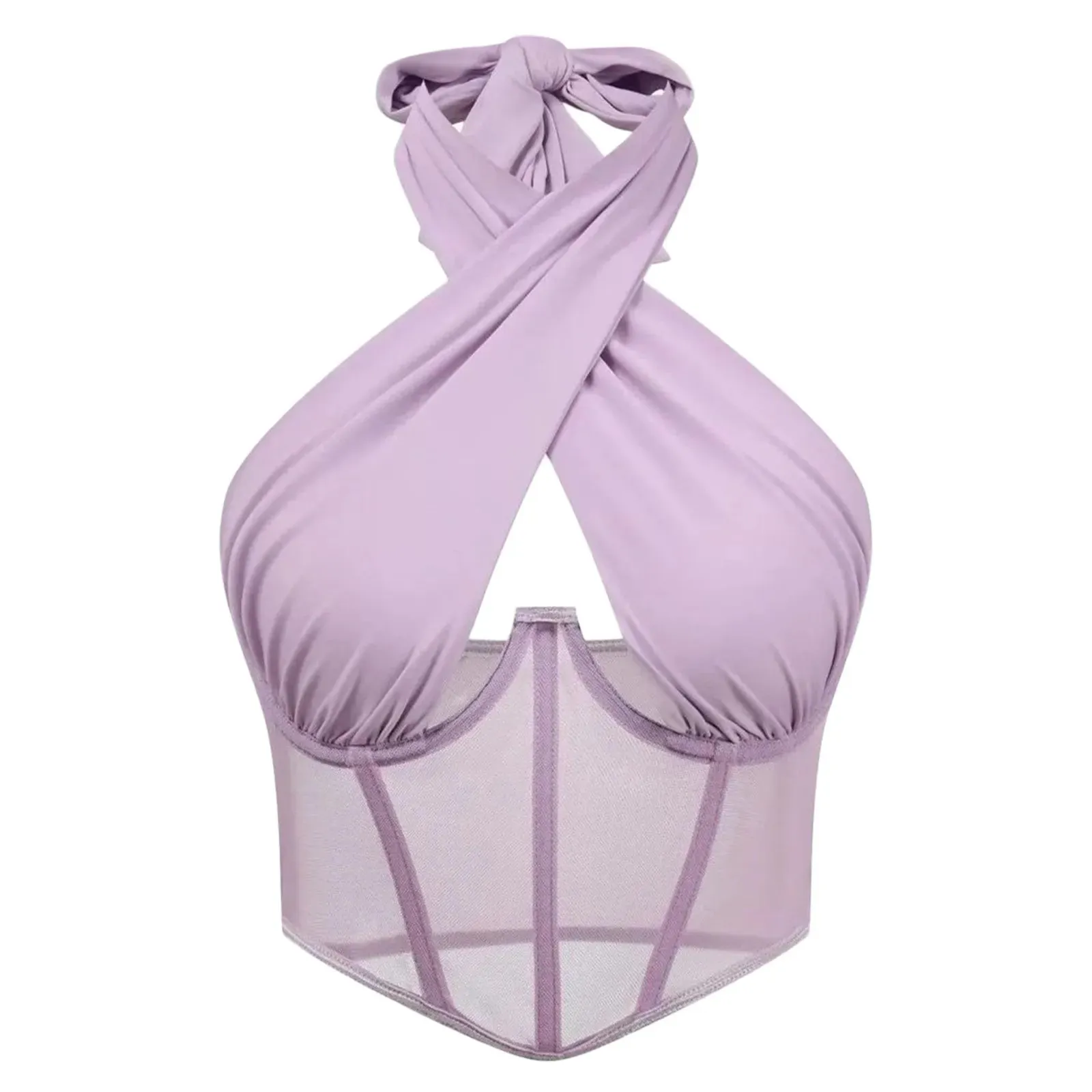 Women Sleeveless Fishbone Corset Vest Solid Hollow Out Cropped Top Summer Halter Backless Sexy Tops Y2k Camis Ropa De Mujer
