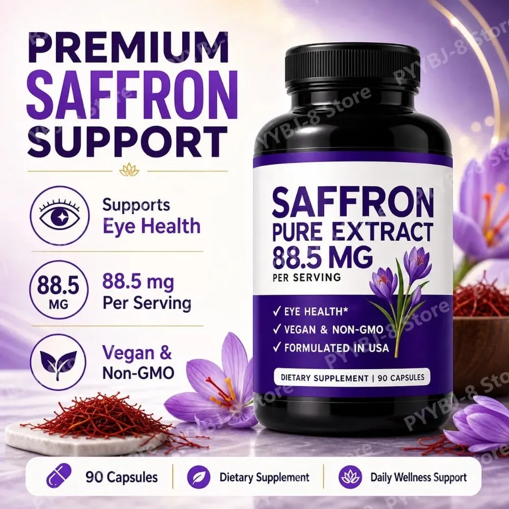 Saffron Extract Capsules 90 Count Vegan Non-GMO Gluten Free Dietary Supplement for Mood Energy and Eye Health Support — image 2
