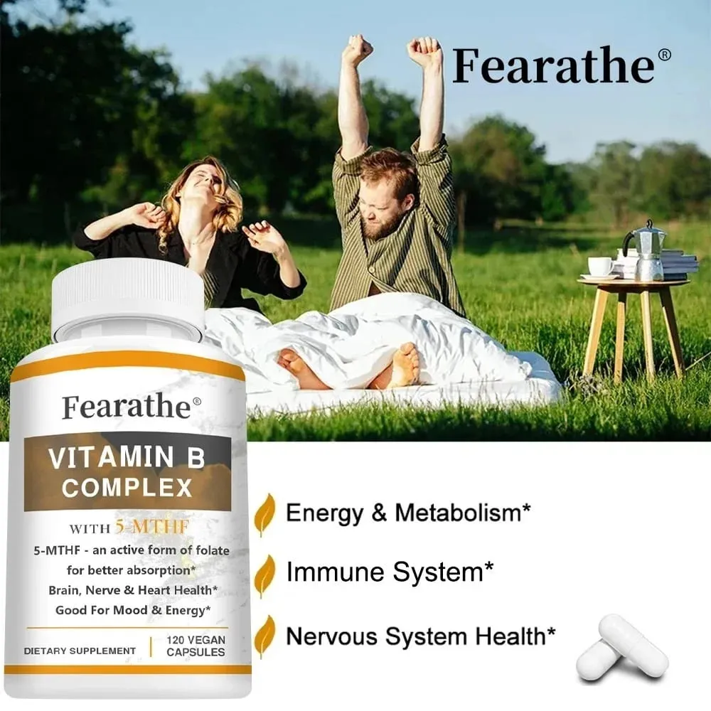 Vitamin B Complex Supplements (B12 B1 B2 B3 B5 B6 B9 Folic Acid &Biotin) Immune Brain & Energy Support