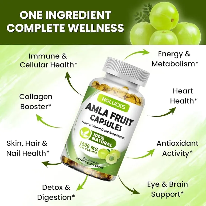 Natural Amla Capsules with High Potency Vitamin C Antioxidant Support Energy Metabolism Heart & Digestive Health — image 5
