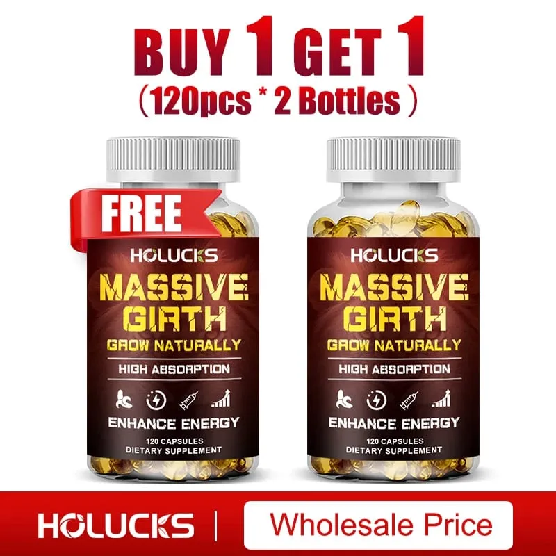 Buy 1 Get 1 Free! Massive Girth Supplement for Enhanced Blood Flow Stamina & Overall Male Performance Overall Wellness Vegan