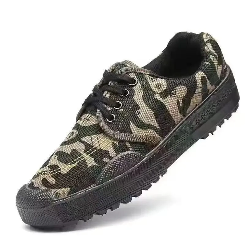 Men's Retro Canvas Shoes Vintage Military Style Sneakers Breathable Work Boots Non slip Casual Walking Footwear Outdoor Hiking