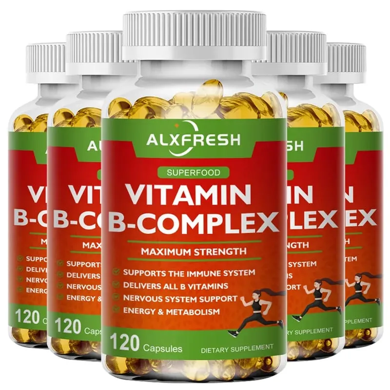 B-Komplex-Vitaminpräparate (B12 B1 B2 B3 B5 B6 B9 Folsäure und Biotin) zur Linderung von Stress, Stimmung und Unterstützung des Immunsystems