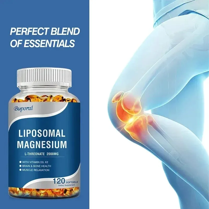 Liposomal Magnesium L-Threonate - Containing Vitamin D3 and K2 Supports Brain Bone Heart Muscle and Promotes Sleep