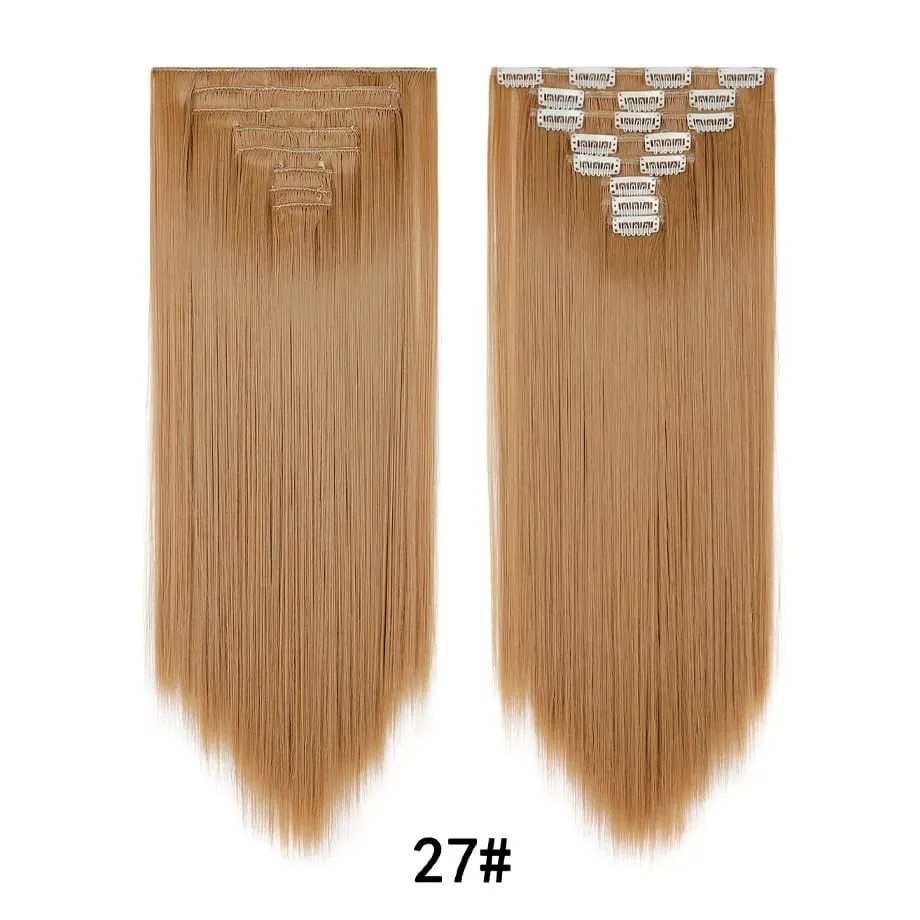 24 Inch 8Pcs Clip in Hair Extensions Long Straight Hair Extensions Soft Synthetic Hairpieces for Women Daily Fashion Hairstyle — image 14
