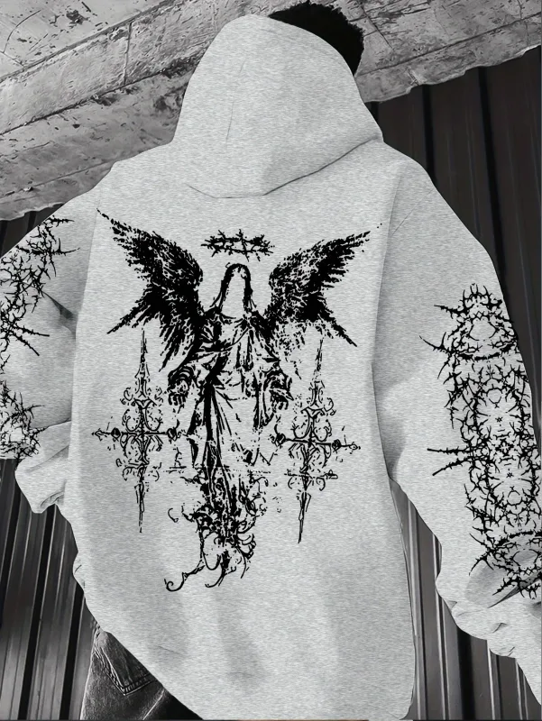 Estilo gótico anjo impressão hoodies homens mulheres ao ar livre rua casual esporte tendência hip-hop casal de manga longa outono inverno moletom