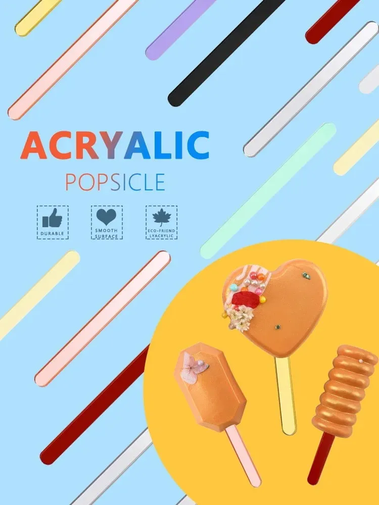 Food Grade Acrylic Ice Cream Sticks 10pcs/set Colorful Light Popsicle Stick Stirring Rod Distinguishing Labels Kitchen Tools — image 8