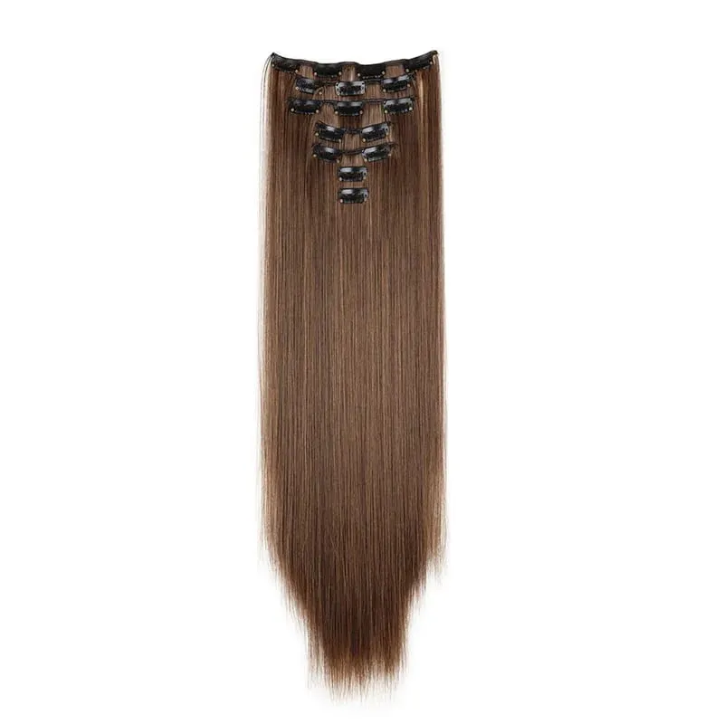 24Inch Synthetic 7Pcs/set Long Straight Hair Extension 16Clips Hairstyle Black Blonde Y2K Kpop Hairpiece for Women Christmas Eve — image 12