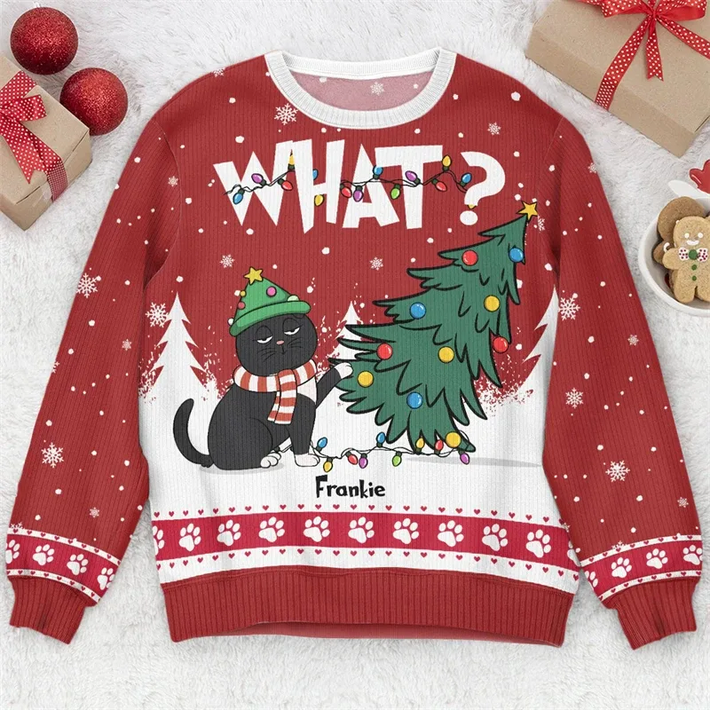 2025 Funny Cat Pattern Ugly Christmas Sweater For Men Fashion Autumn Crewneck 3D Printed Sweatshirt Loose Streetwear Pullovers — image 6