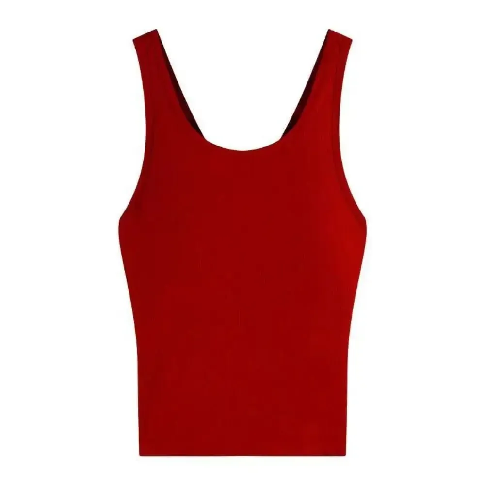 Fashion Solid Color Bodycon Top with Chest Pad Sleeveless Tank Top Clubwear Backless Vest for Women