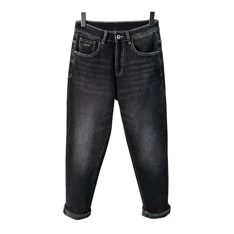 2025 Winter Fleece-Lined Thickened Jeans for Men Warm Men's Fashion Trendy Casual Stretch Slim Fit Skinny Pants — image 5