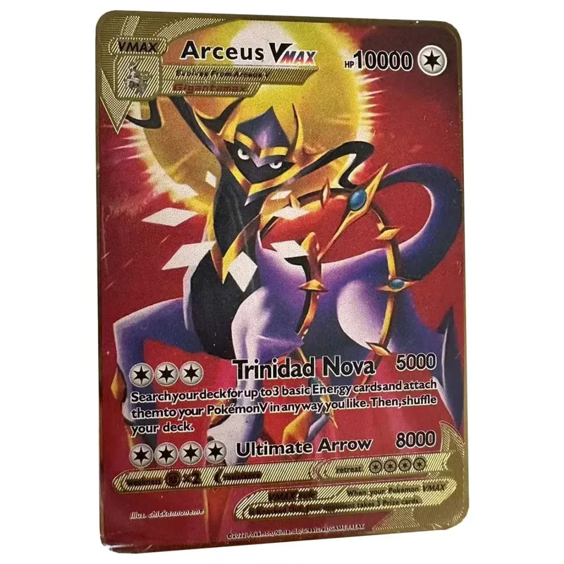 Pokemon Card Vmax Metal Pokémon Letters Pikachu Gx Mewtwo Charizard Vstar Anime Games Mga Laruan Golden Iron Playing Card Mga Regalo ng Bata