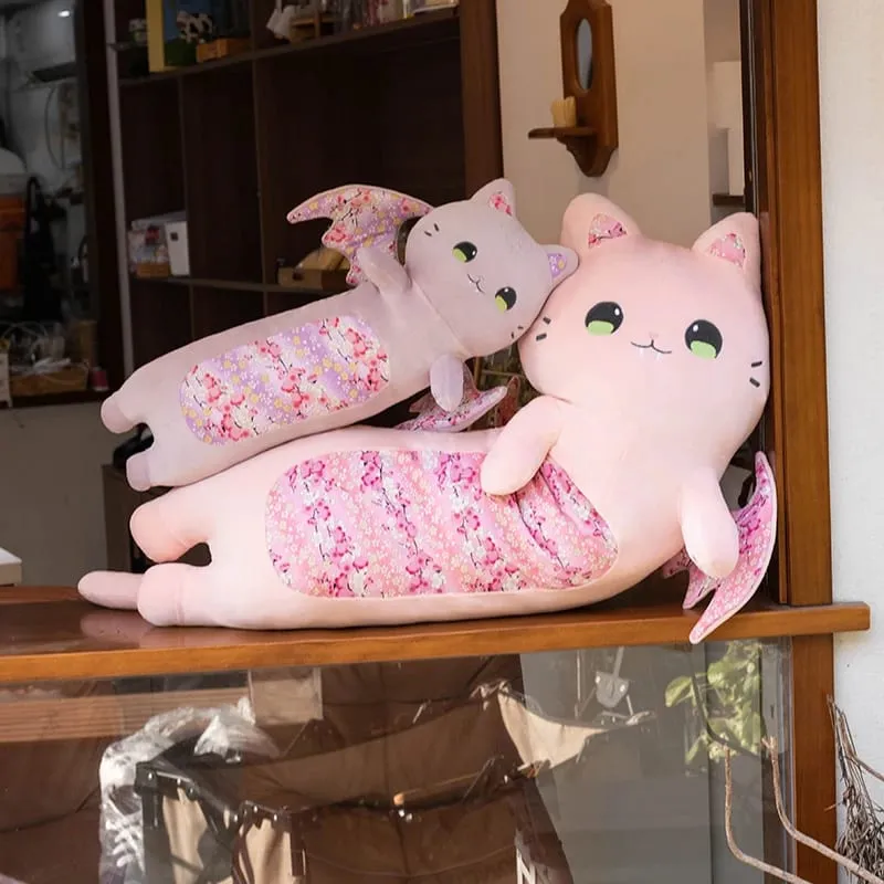 60 ซม.แมวน่ารักหมอน Cherry Blossom แมวปีกค้างคาวของเล่นตุ๊กตา Kawaii หมอนนอนนุ่มเบาะสาวของขวัญวันเกิด — image 3