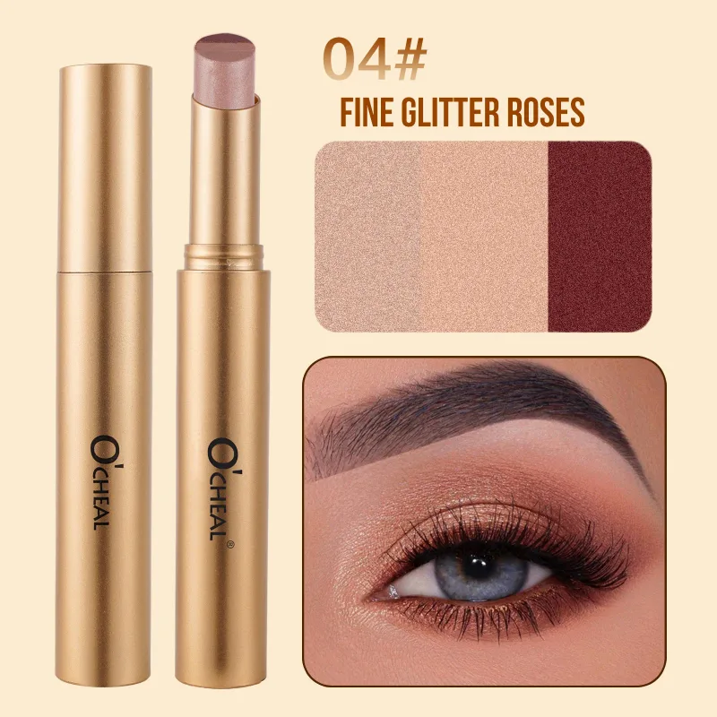 3 Color Matte Pearlescent Eye Shadow Stick Waterproof Durable Gloss Smoked Eye Makeup Cosmetics Long-Lasting Eye Shadow Stick — image 9