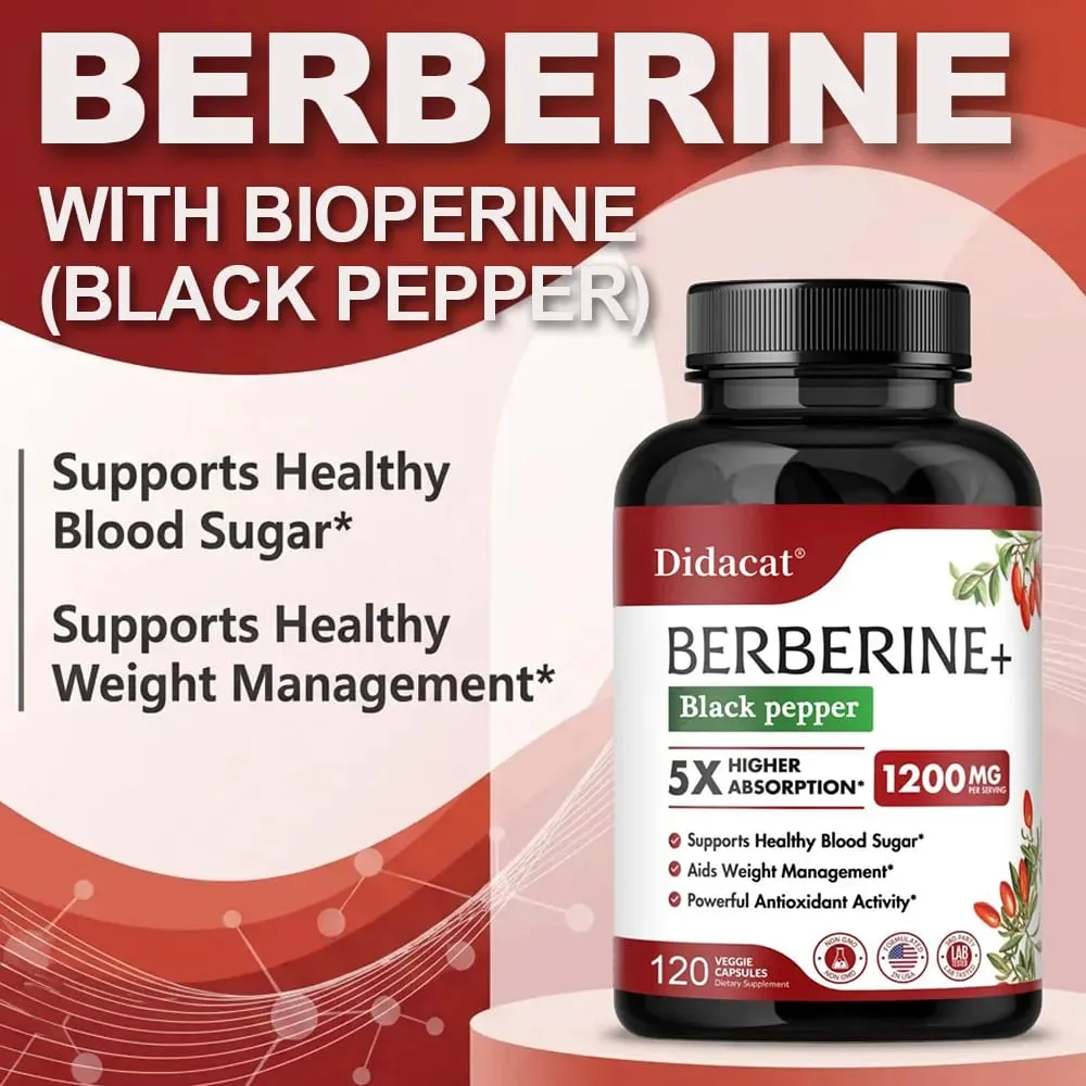 1200 MG Premium Berberine Supplement Capsules Supports Immune System CardiovascularHeart & Gastrointestinal Wellness