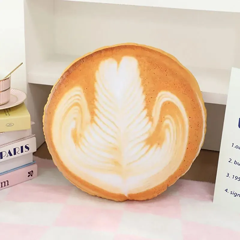36x36cm Latte Coffee Round Plush Pillow Stuffed Soft Drink Food Images Seat Cushion for Sofa Chair Indoor Decor Gift — image 9