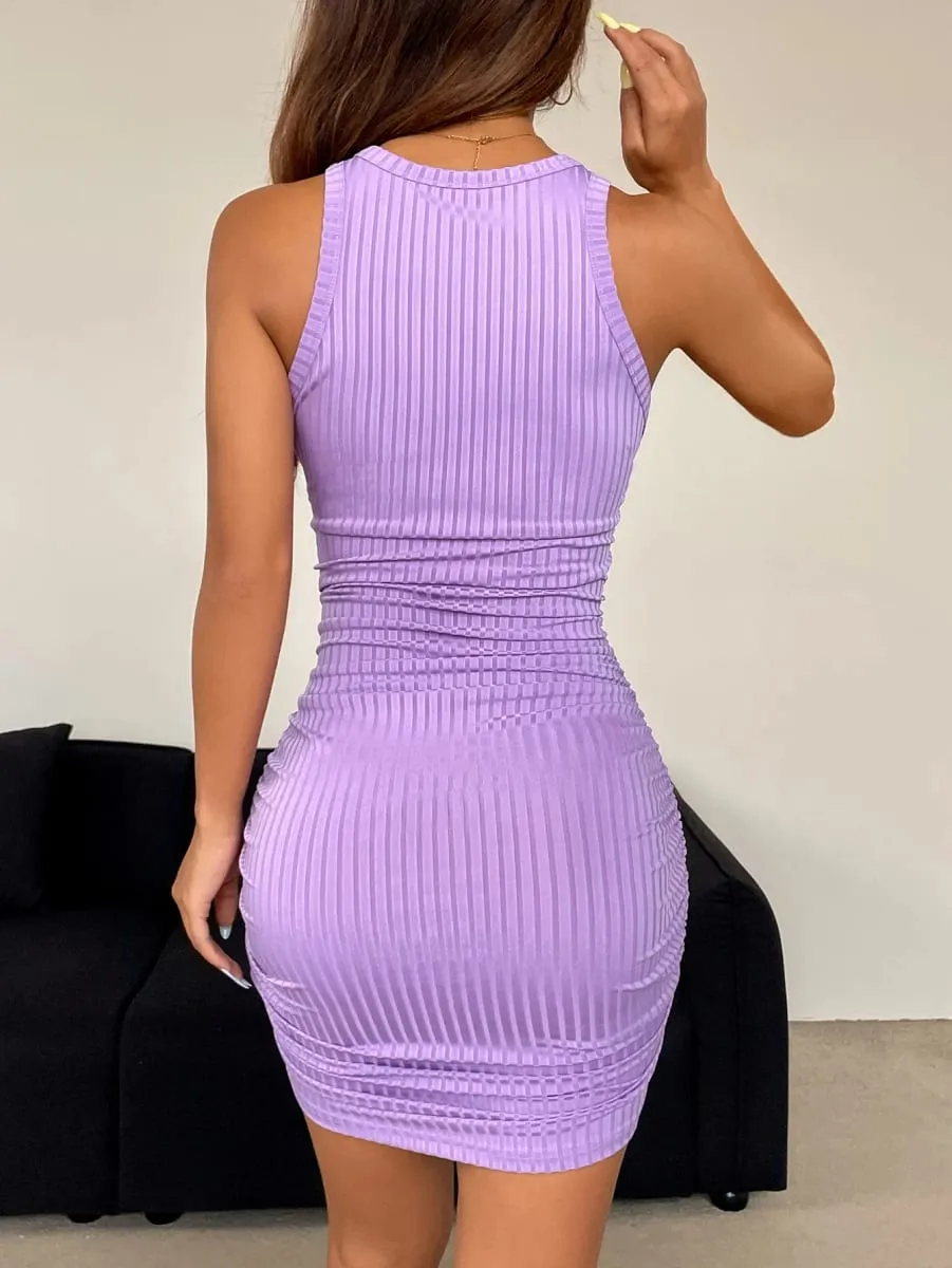 Fashionable Casual Spring Summer Sleeveless Pleated Tight Dress - Elegant Women's Clothing — image 3