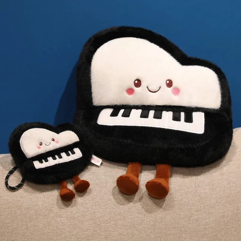14/16cm Black Piano & White Air Conditioner Plush Pendant Stuffed Humanoid Musical Instrument Keyring Decor for Bag Gift