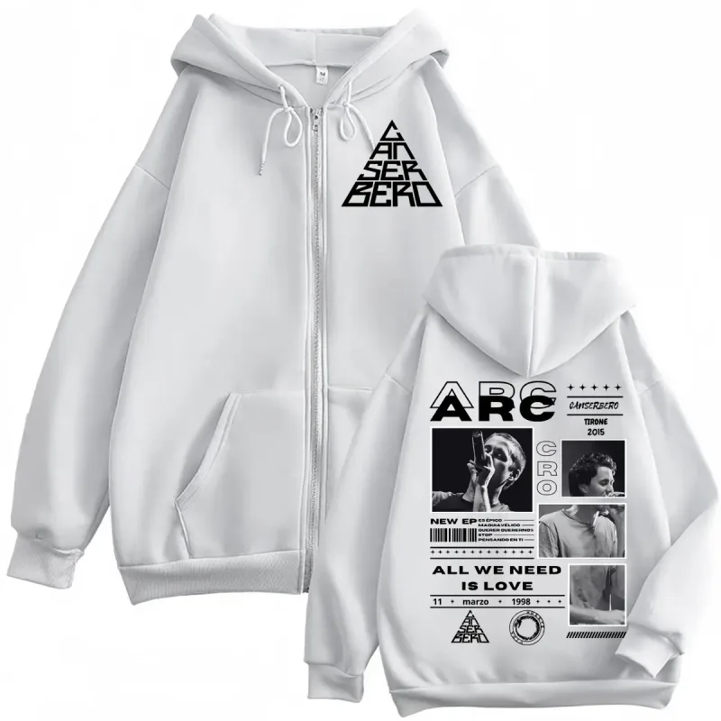 Canserbero All We Need is Love Muerte Vida Merch Zipper Hoodie Men's Fashion Hip Hop Zip Up Sweatshirts Casual Fleece Pullovers