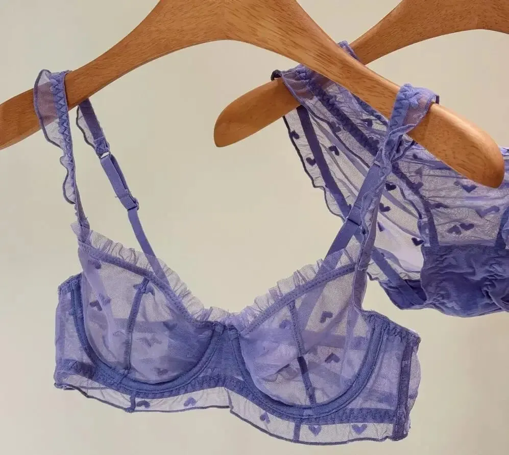 Conjunto de sujetador sexy de satén con copa triangular que no deja marcas, lencería inalámbrica cómoda para pechos grandes