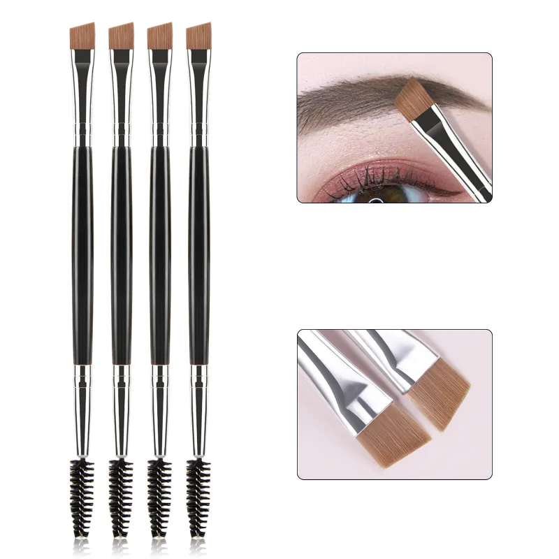 Dual Head Eyebrow Makeup Brushes 4Pcs Spoolie Lash Brush Angled Brow Fill Brush Professional Eye Cosmetic Tools