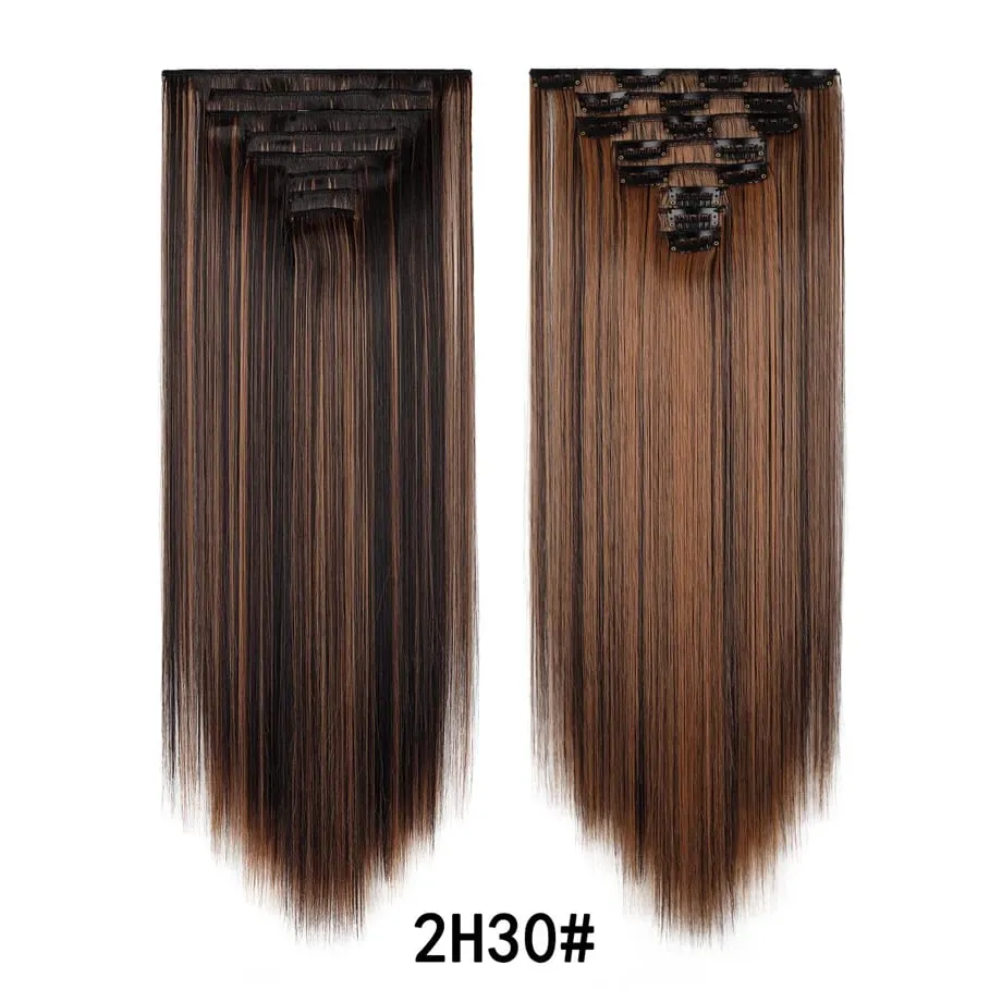 24 Inch 8Pcs Clip in Hair Extensions Long Straight Hair Extensions Soft Synthetic Hairpieces for Women Daily Fashion Hairstyle — image 9
