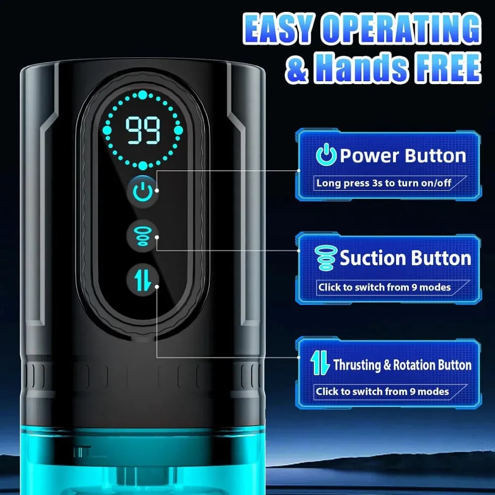 Men Electric Telescopic Sucking Masturbator Rotating Blowjob Masturbation Cup LCD Display Pocket Pussy Penis Pumps Adult Sex Toy — image 6